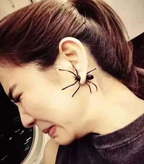 Black Spider Single Earring