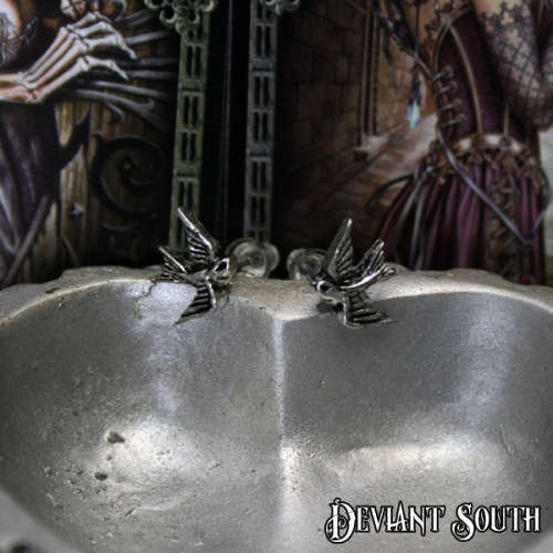 Alchemy Gothic ULFE4 Swallows Stud Earrings (pair)