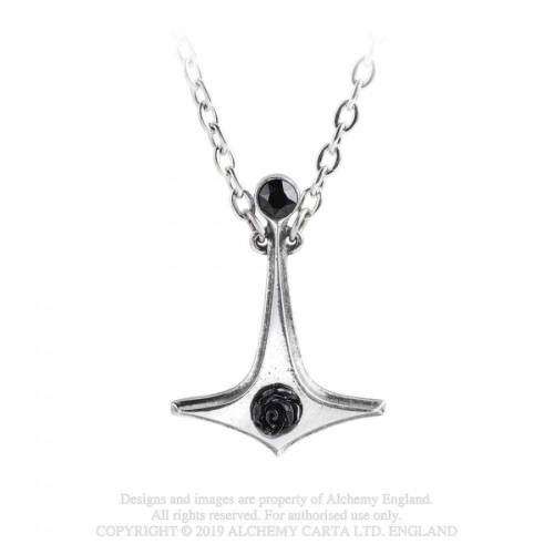 Last Chance! Alchemy Gothic P880 Thor`s Rose pewter pendant necklace