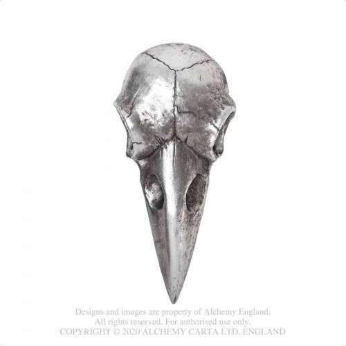 Alchemy Gothic V99S Raven Skull Hand Mirror - Antique Silver 