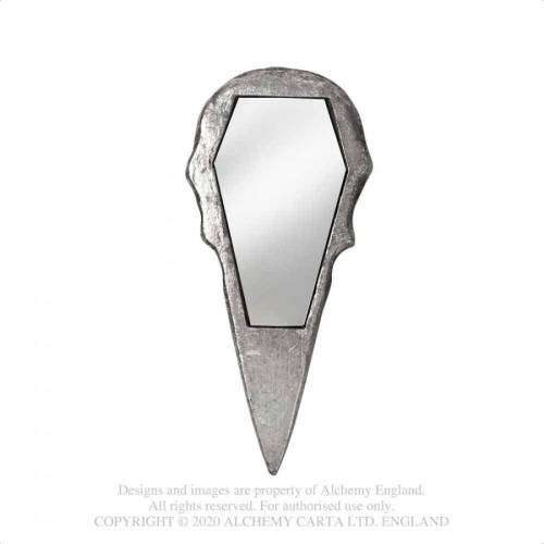 Alchemy Gothic V99S Raven Skull Hand Mirror - Antique Silver 