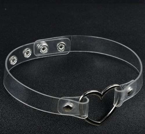 PU Leather Heart Choker - Clear