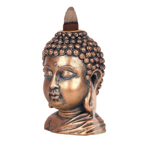 Bronze Buddha Head Backflow Incense Burner (backflow cones not included)