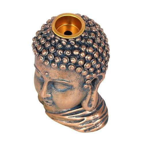 Bronze Buddha Head Backflow Incense Burner (backflow cones not included)