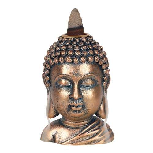 Bronze Buddha Head Backflow Incense Burner (backflow cones not included)