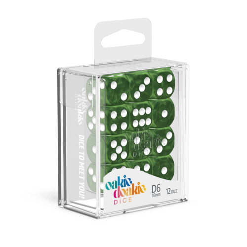 oakie doakie DICE D6 Dice 16mm Marble: Green (12)