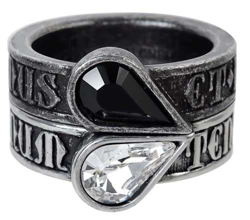 Last Chance! Alchemy Gothic AG-R226 Twin Heart Promise Ring (pair) - UK Size T