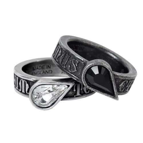 Last Chance! Alchemy Gothic AG-R226 Twin Heart Promise Ring (pair) - UK Size T