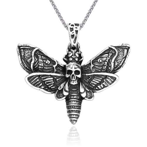 Stainless Steel Death Moth Necklace - Large