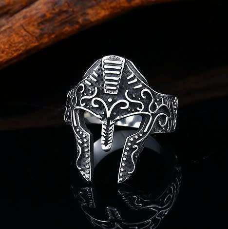 Stainless Steel Spartan Helmet Detailed Ring - Size 10 (US) | U (UK)