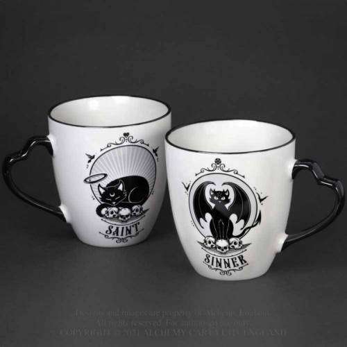 Alchemy Gothic CM4 Saint and Sinner Double Sided Couple Mug Set