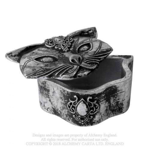 Alchemy Gothic V78B Sacred Cat Trinket Box - Silver