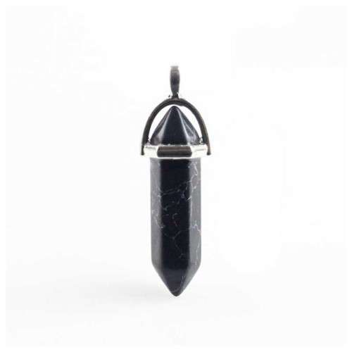 Faux Black `Turquoise` Stone Necklace