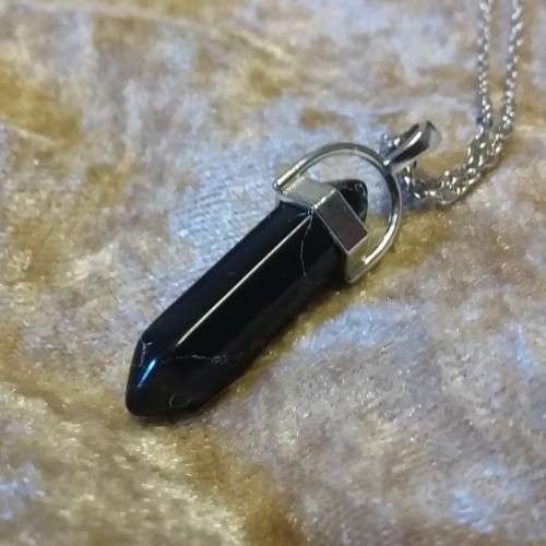 Faux Black `Turquoise` Stone Necklace