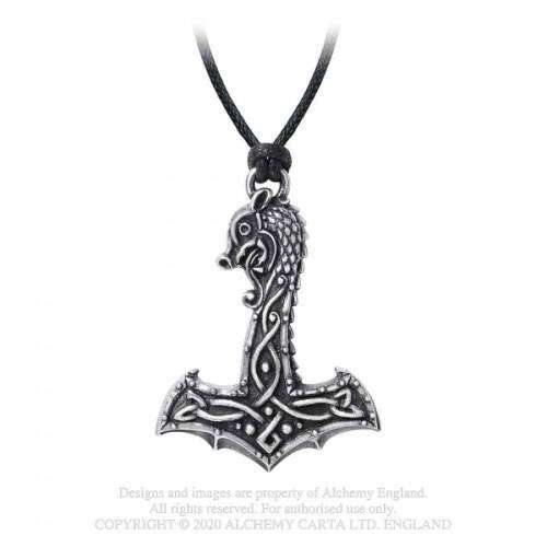 Alchemy Gothic P910 Drakkar Hammer pendant necklace -- Fine English Pewter