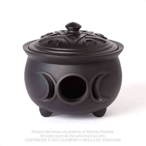 Alchemy Gothic V107 Triple Moon Cauldron Pot - Black