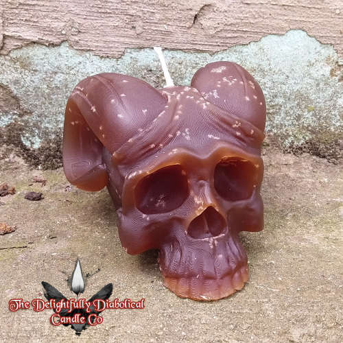 TDDCC Horned Skull Candle - Dragon Amber - Unscented