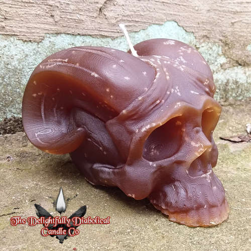 TDDCC Horned Skull Candle - Dragon Amber - Unscented
