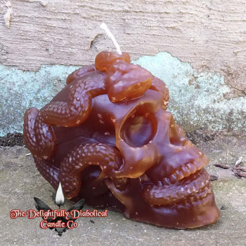 TDDCC Serpent Skull Candle - Dragon Amber - Unscented