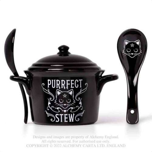 Alchemy Gothic MRB1 Purrfect Stew Bowl & Spoon Set