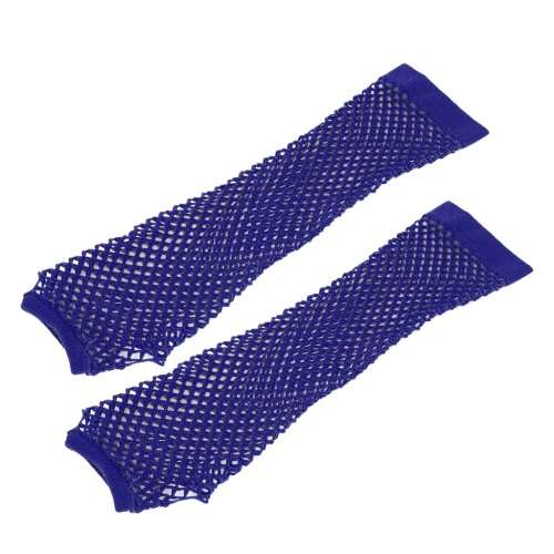 Fishnet Net Mesh Gloves Long - One Size - Dark Blue