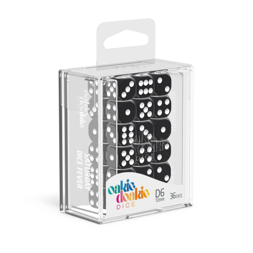 oakie doakie DICE D6 Dice 12mm Solid: Black (36)