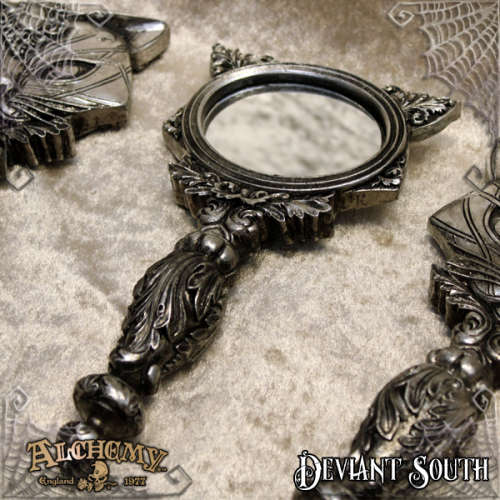 Alchemy Gothic V64 Sacred Cat Hand Mirror (Resin)