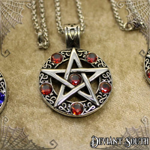 Stainless Steel Pentacle Necklace - Orange