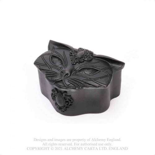 Alchemy Gothic V78B Sacred Cat Trinket Box - Black
