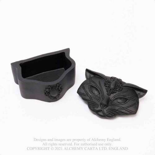 Alchemy Gothic V78B Sacred Cat Trinket Box - Black