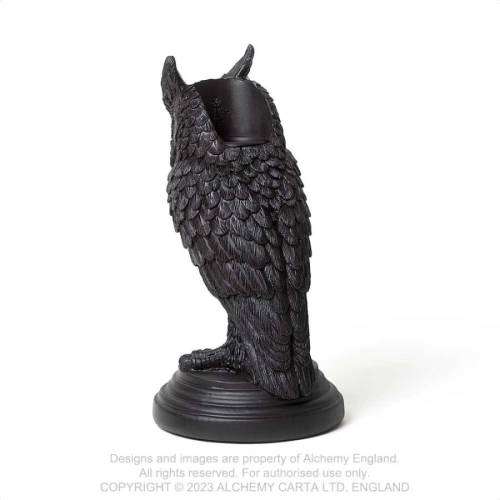 * SHOP SOILED * Alchemy Gothic V116 Owl of Astrontiel -- Owl Candlestick [candle not included]