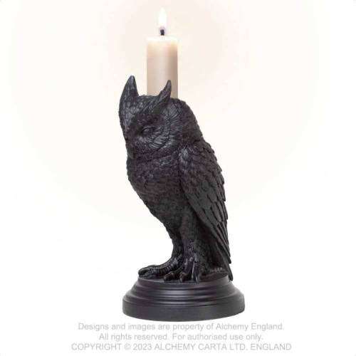 * SHOP SOILED * Alchemy Gothic V116 Owl of Astrontiel -- Owl Candlestick [candle not included]