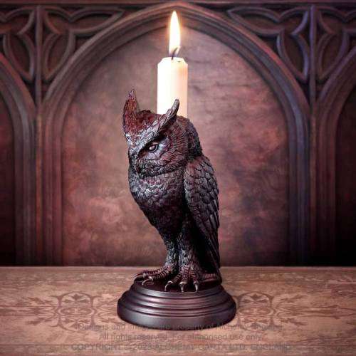 * SHOP SOILED * Alchemy Gothic V116 Owl of Astrontiel -- Owl Candlestick [candle not included]