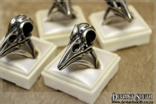 Stainless Steel Bird Skull Crescent Moon Ring Size 10 (US) | U (UK)