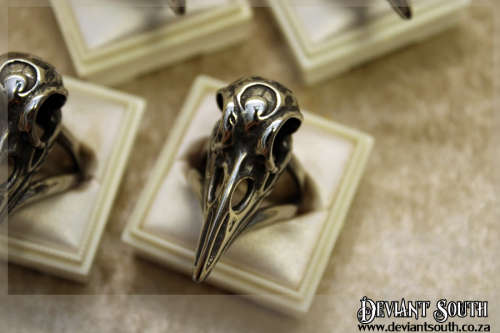 Stainless Steel Bird Skull Crescent Moon Ring Size 10 (US) | U (UK)