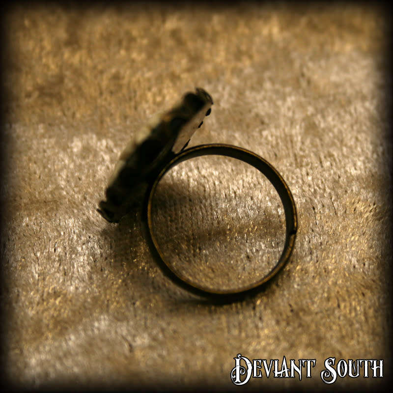 Deviant South Unicorn Cameo Bronze Adjustable Ring