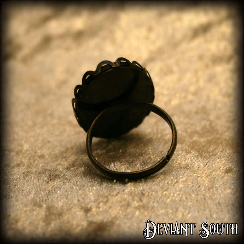 Deviant South Unicorn Cameo Bronze Adjustable Ring