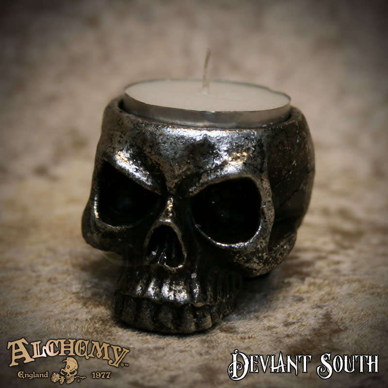 Alchemy Gothic V74 Skull Tea-Light Candle Holder (candle not included)