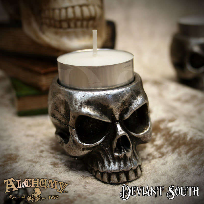 Alchemy Gothic V74 Skull Tea-Light Candle Holder (candle not included)