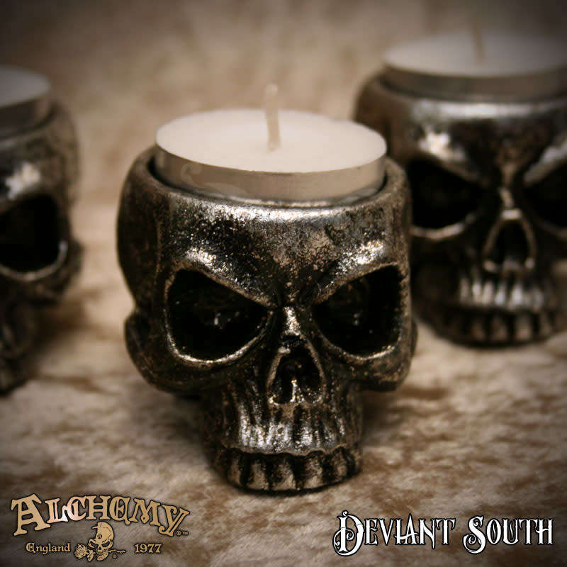 Alchemy Gothic V74 Skull Tea-Light Candle Holder (candle not included)