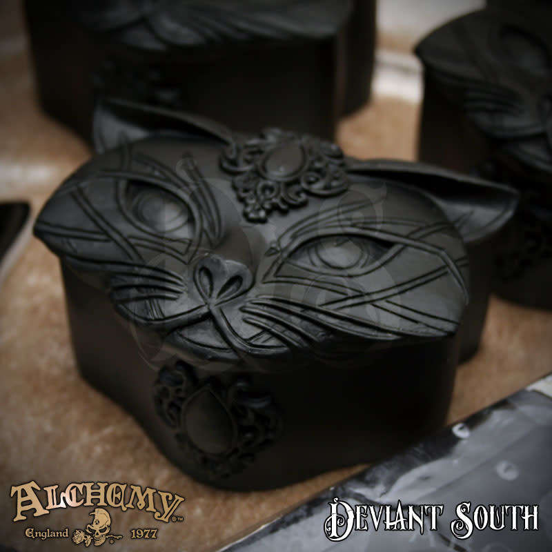 Alchemy Gothic V78B Sacred Cat Trinket Box - Black