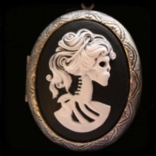 Madame Squelette "Lady Skeleton" Cameo Locket - Classic Black