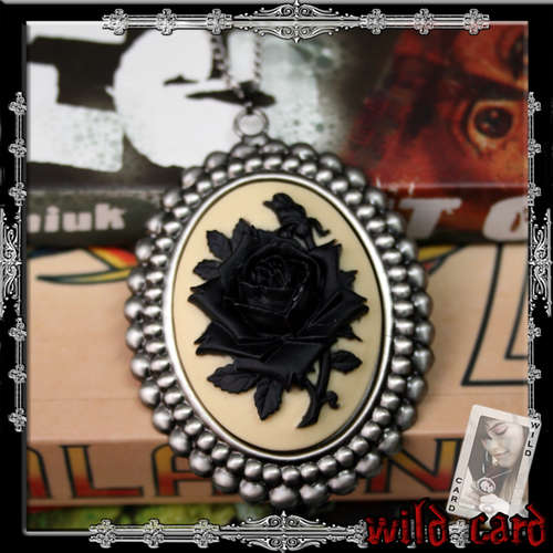 SALE! Black Rose Cameo Necklace