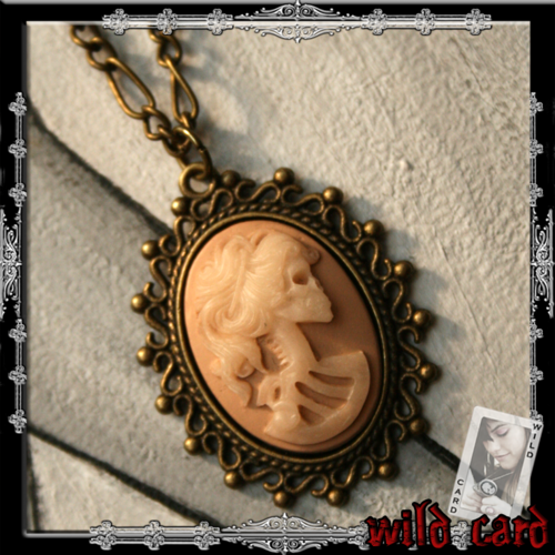 Custom Order for JuanitaO - Madame Squelette Bronze Necklace - Tan | Glow in the Dark
