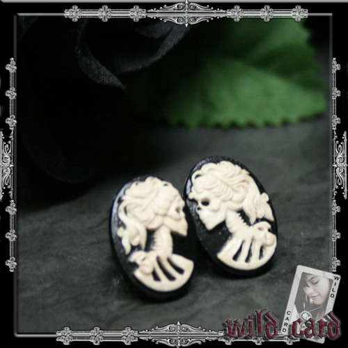 Madame Squelette "Lady Skeleton" Studs - Black & Ivory