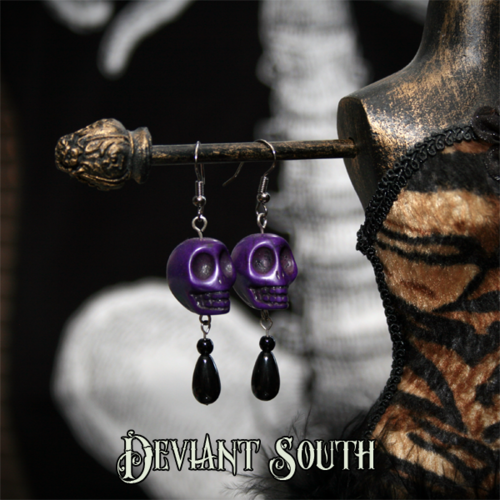 NEW! Skull Earrings - Purple