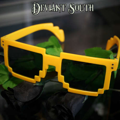 Pixelated 8-bit Novelty Sunglasses - Yellow