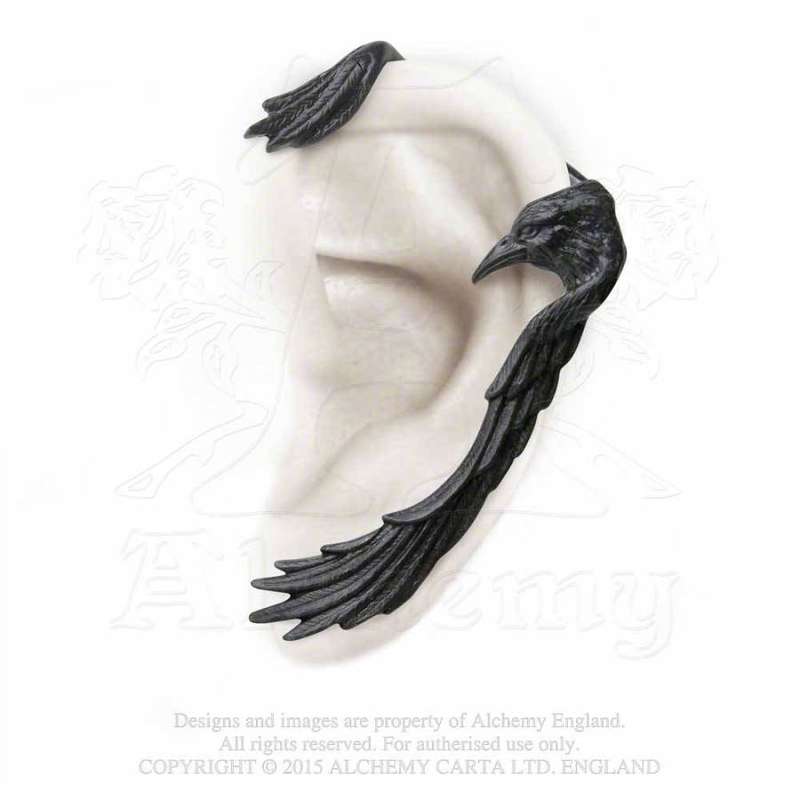 Alchemy Gothic E355 Raven Ear-wing Stud Ear-wrap (left)