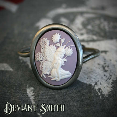 Deviant South Pixie Cameo Antique Silver Cuff Bangle