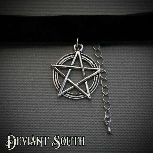 Pentagram Pendant Satin Choker